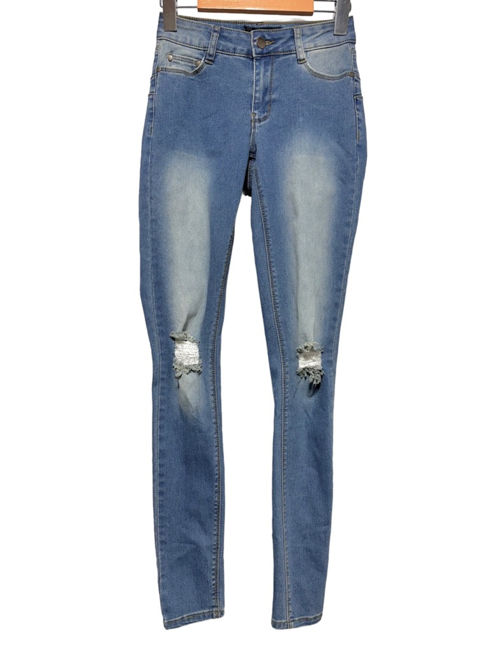 FASHION NOVA Booty Lifter Skinny Distressed Coquette Y2K Denim
